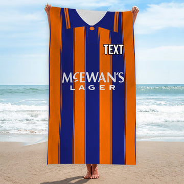 Rangers - 1993 Away Shirt - Personalised Retro Beach Towel - 150cm x 75cm