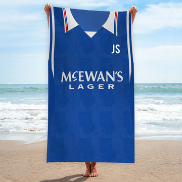 Rangers - 1996 Home Shirt - Personalised Retro Beach Towel