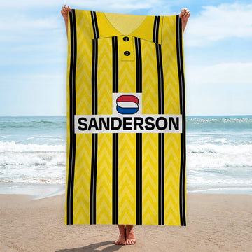 Wednesday 1992 Away Shirt - Personalised Lightweight, Microfibre Retro Beach Towel - 150cm x 75cm