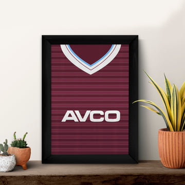 Personalised West Ham - 1986 Home Shirt - A4 Metal Sign Plaque - Frame Options Available
