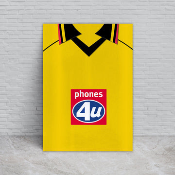 Personalised Watford 1999 - Home Shirt - A4 Metal Sign Plaque - Frame Options Available