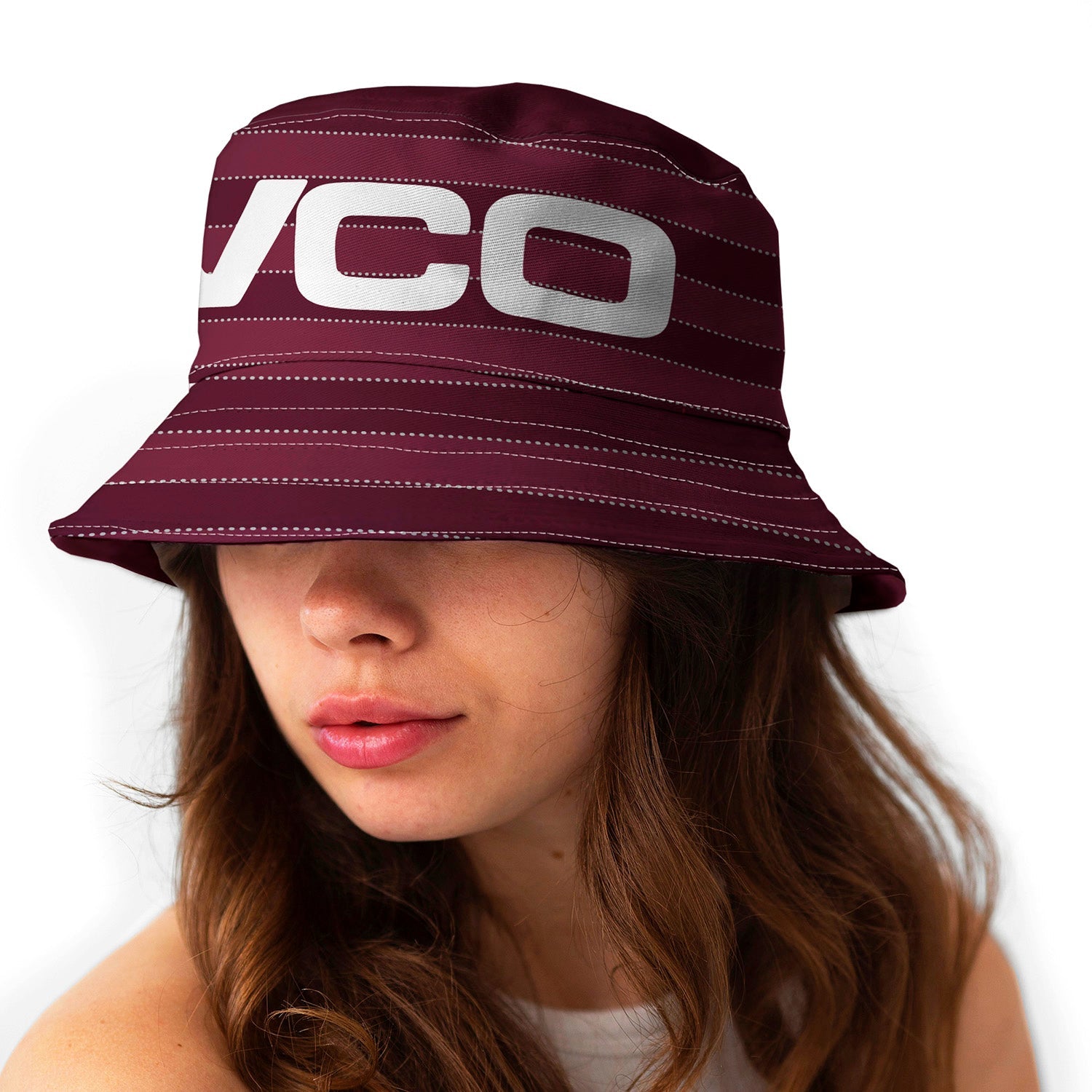 West Ham 1986 Home Bucket Hat on woman's head