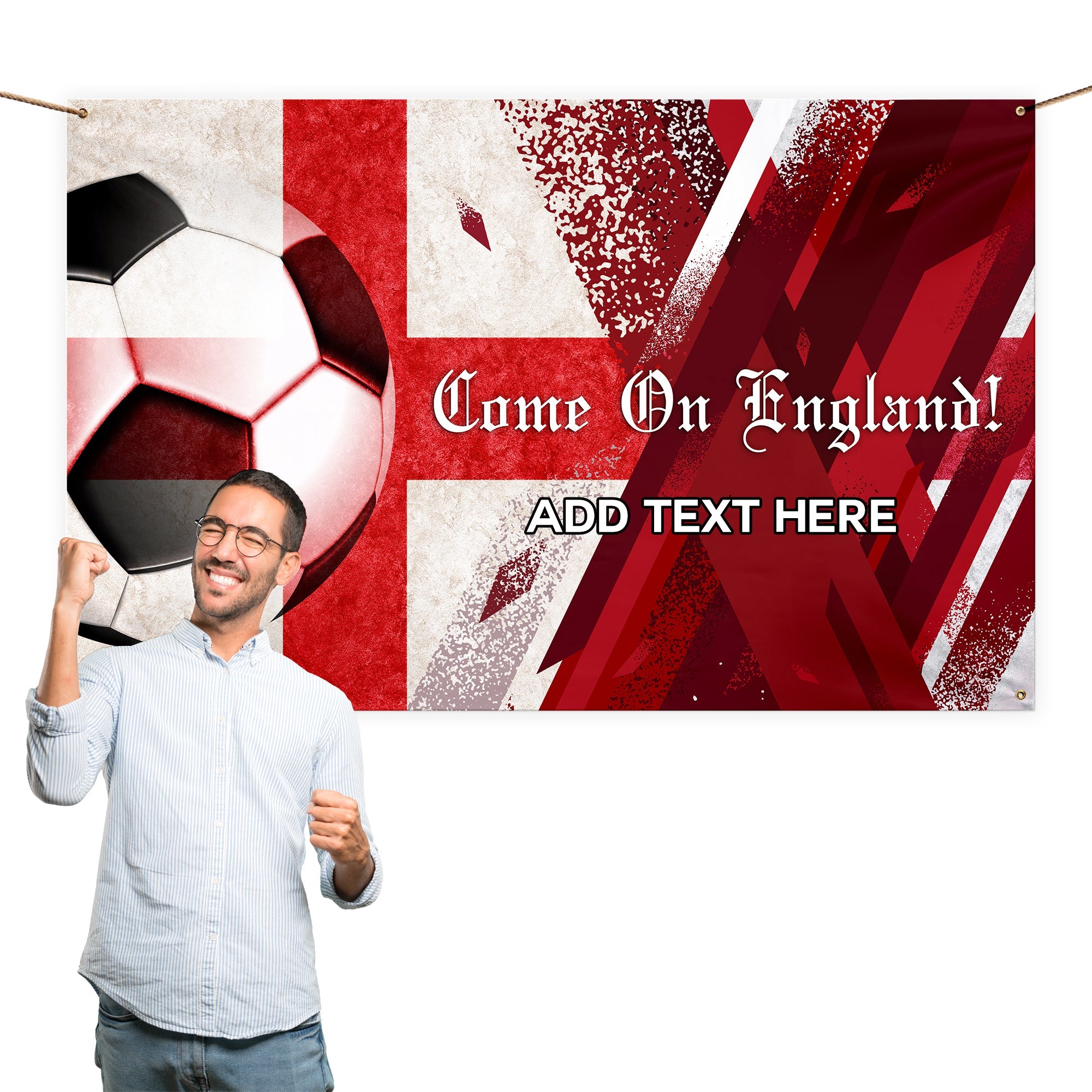 Come On England Retro Football Personalised 5ft X 3ft Fabric Banner come-on-england-retro-football-personalised-5ft-x-3ft-fabric-banner