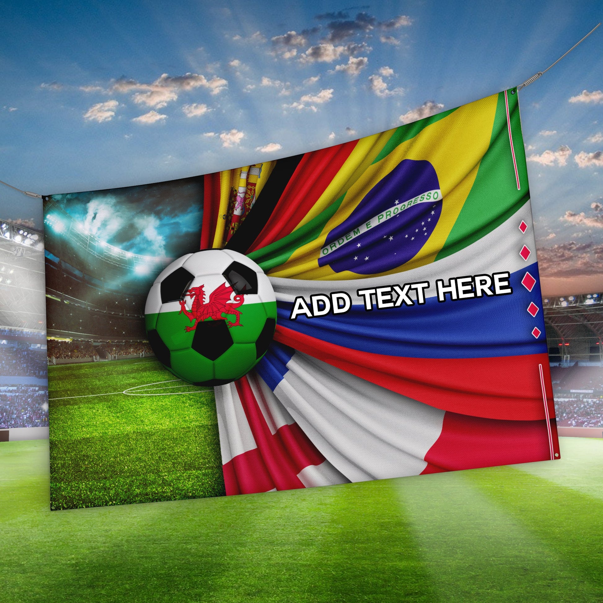 Flag Explosion - Wales - World Cup - Personalised 5ft x 3ft Fabric Banner