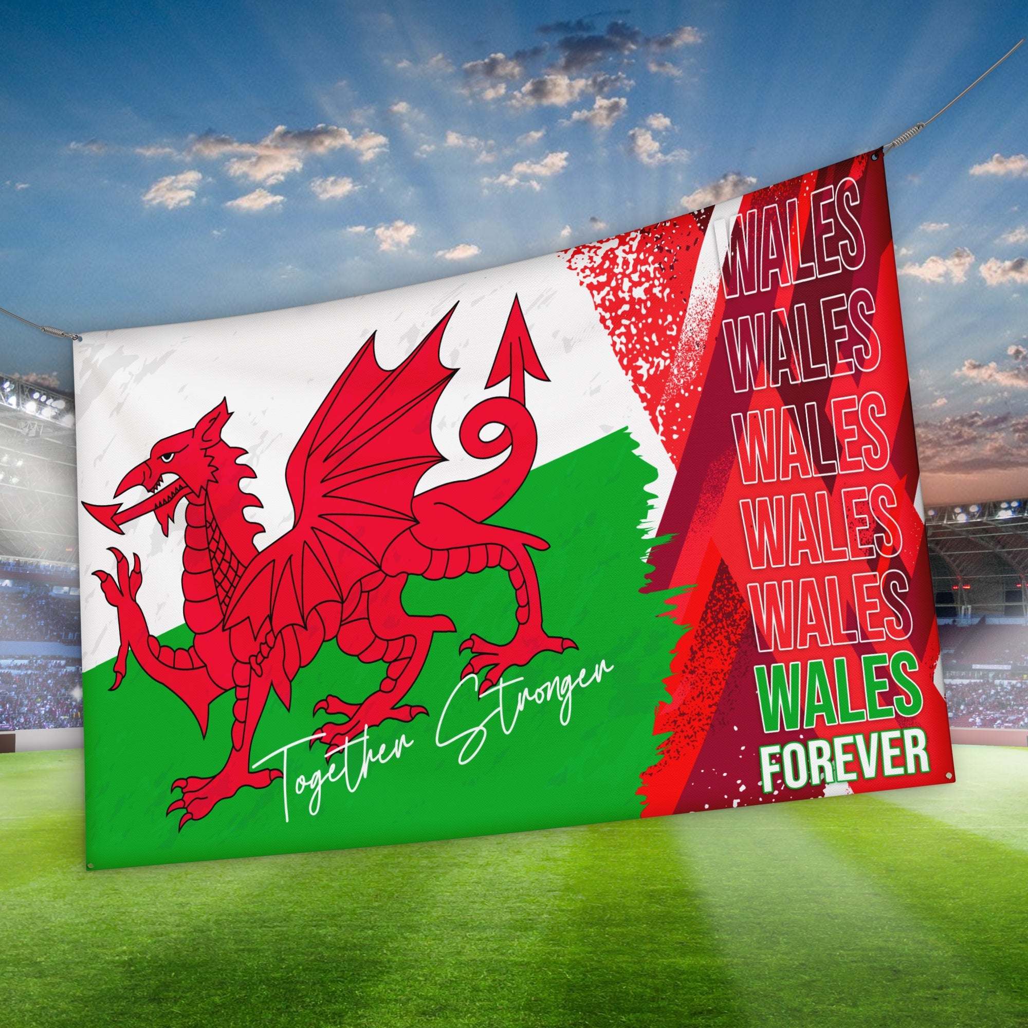Welsh Rugby Football Flag Wales Flag 5x3ft With Wearable Sleeve - Foto 7