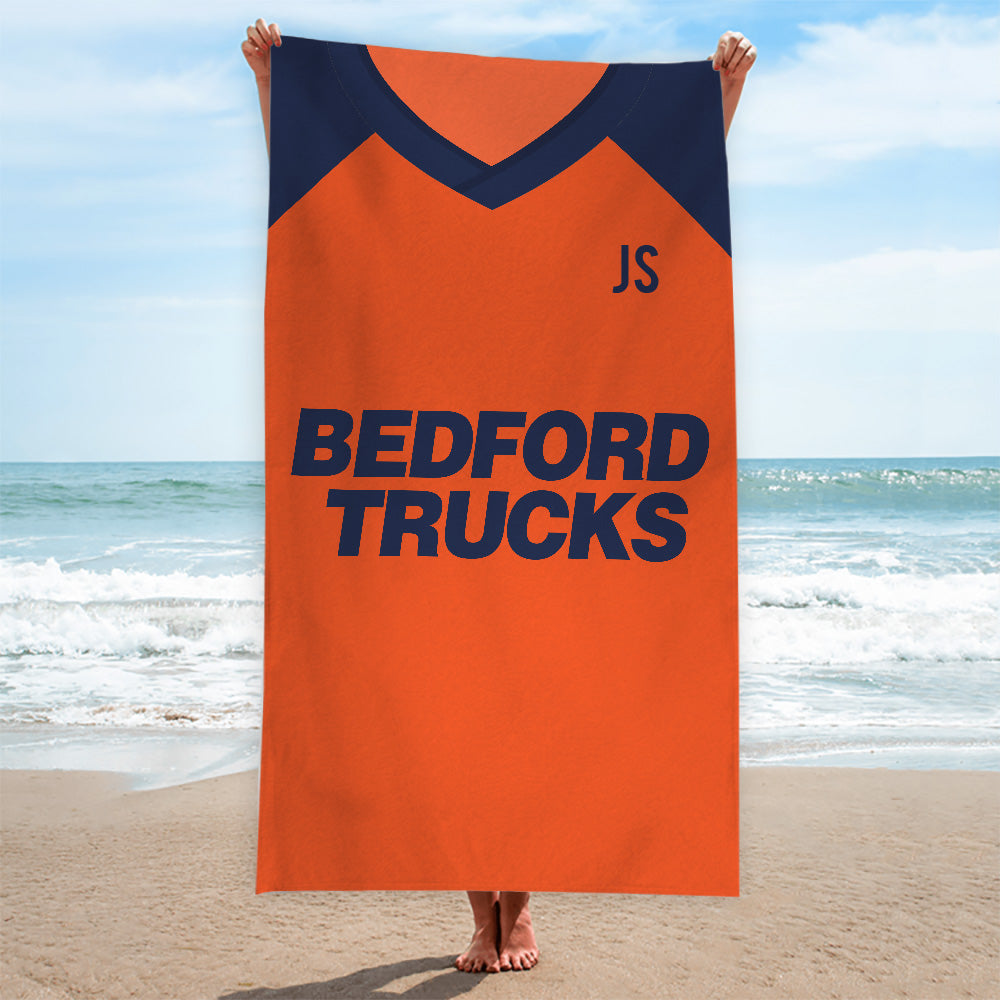 Luton -1983 Away Shirt - Personalised Retro Beach Towel - 150cm x 75cm